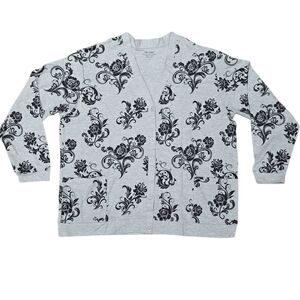 New In Package! Vicki Wayne Gray Floral Cardigan Sweater Size 2X